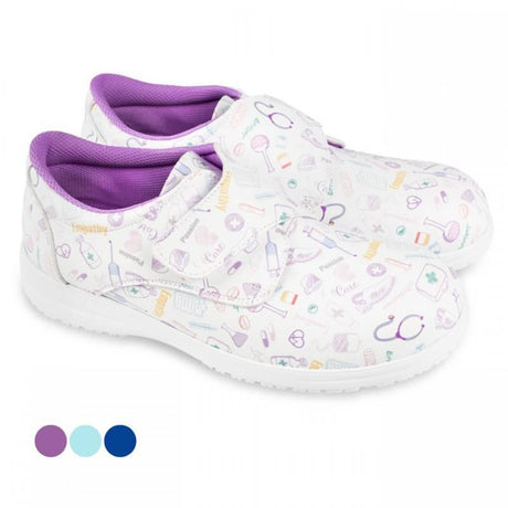 Zapato Sanitario con Velcro y Estampado Piel Vegana