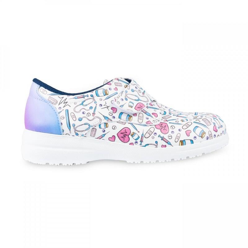 Zapato Sanitario con Velcro y Estampado Piel Vegana