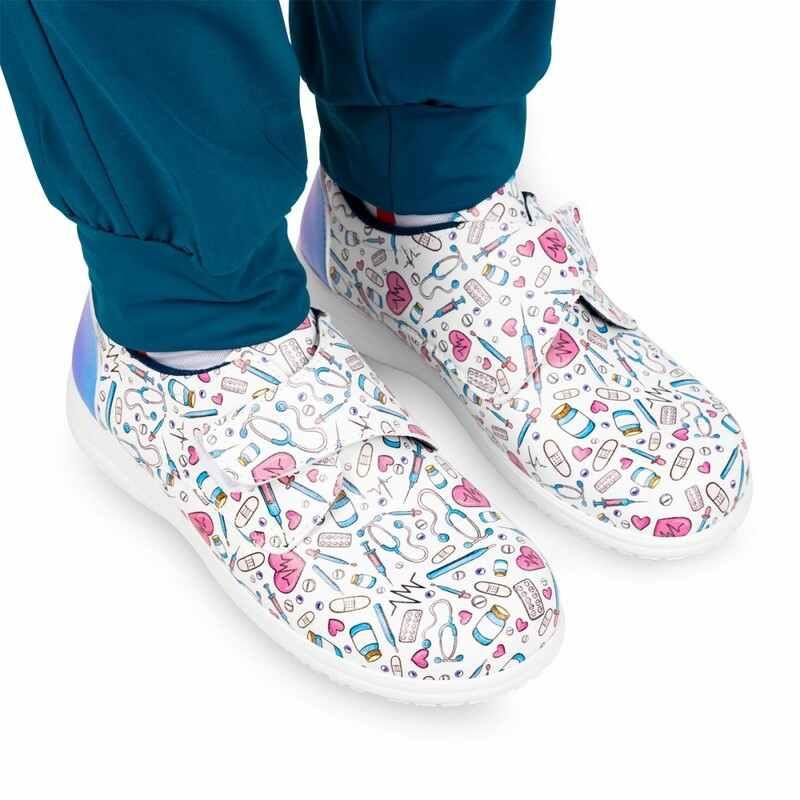 Zapato Sanitario con Velcro y Estampado Piel Vegana