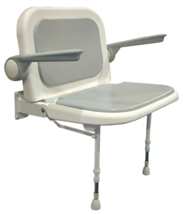 Asiento abatible de ducha confort con brazos y patas (hasta 220kg)