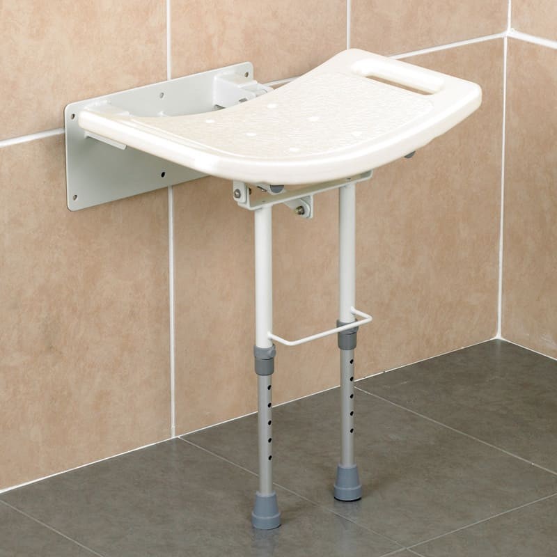 Asiento Abatible de Pared con Patas para Ducha (Resistente 160kg)