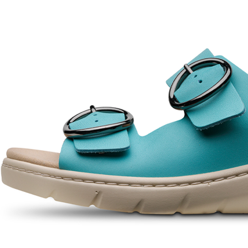 Sandalias Ortopédicas Mujer Cuero Azul