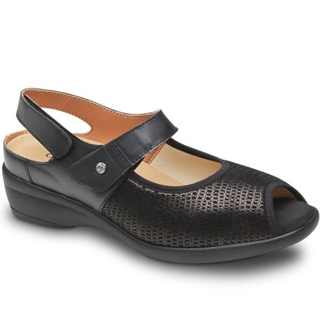 Sandalias Velcro Mujer Negras