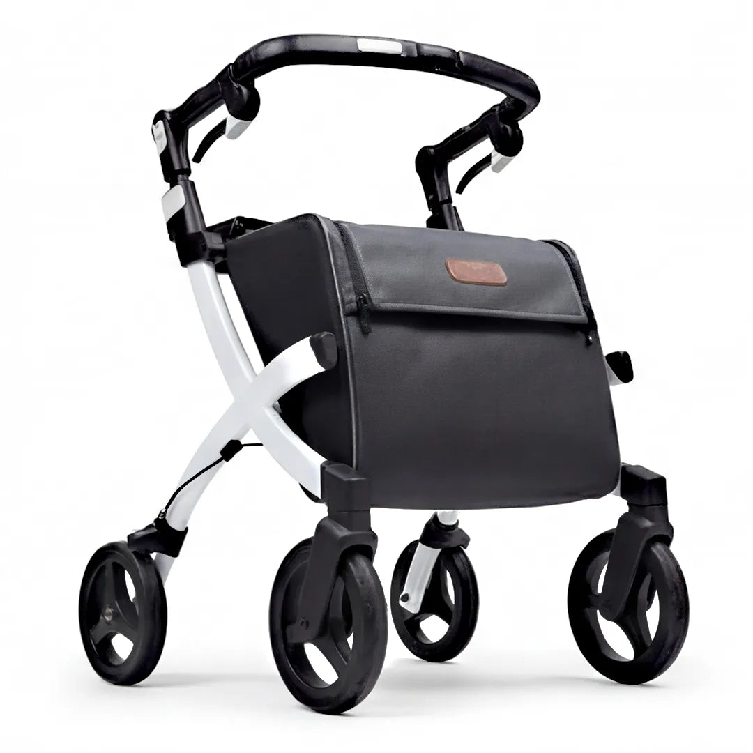 Andador de 4 ruedas pequeño con asiento integrado para descansar durante el paseo dortomedical