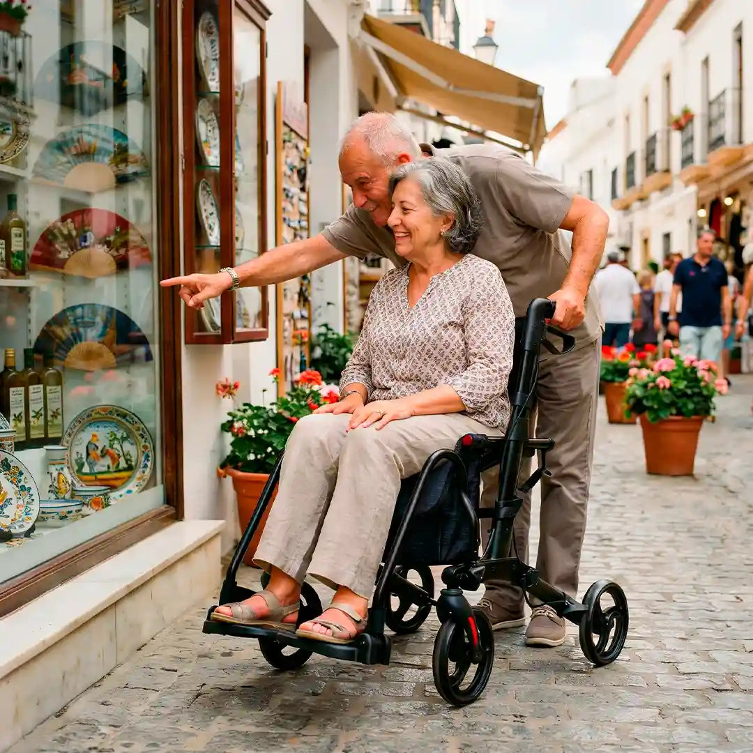 Andador y Silla de ruedas 2 en 1 Magnum Plus con asiento para descanso en cualquier lugar dortomedical