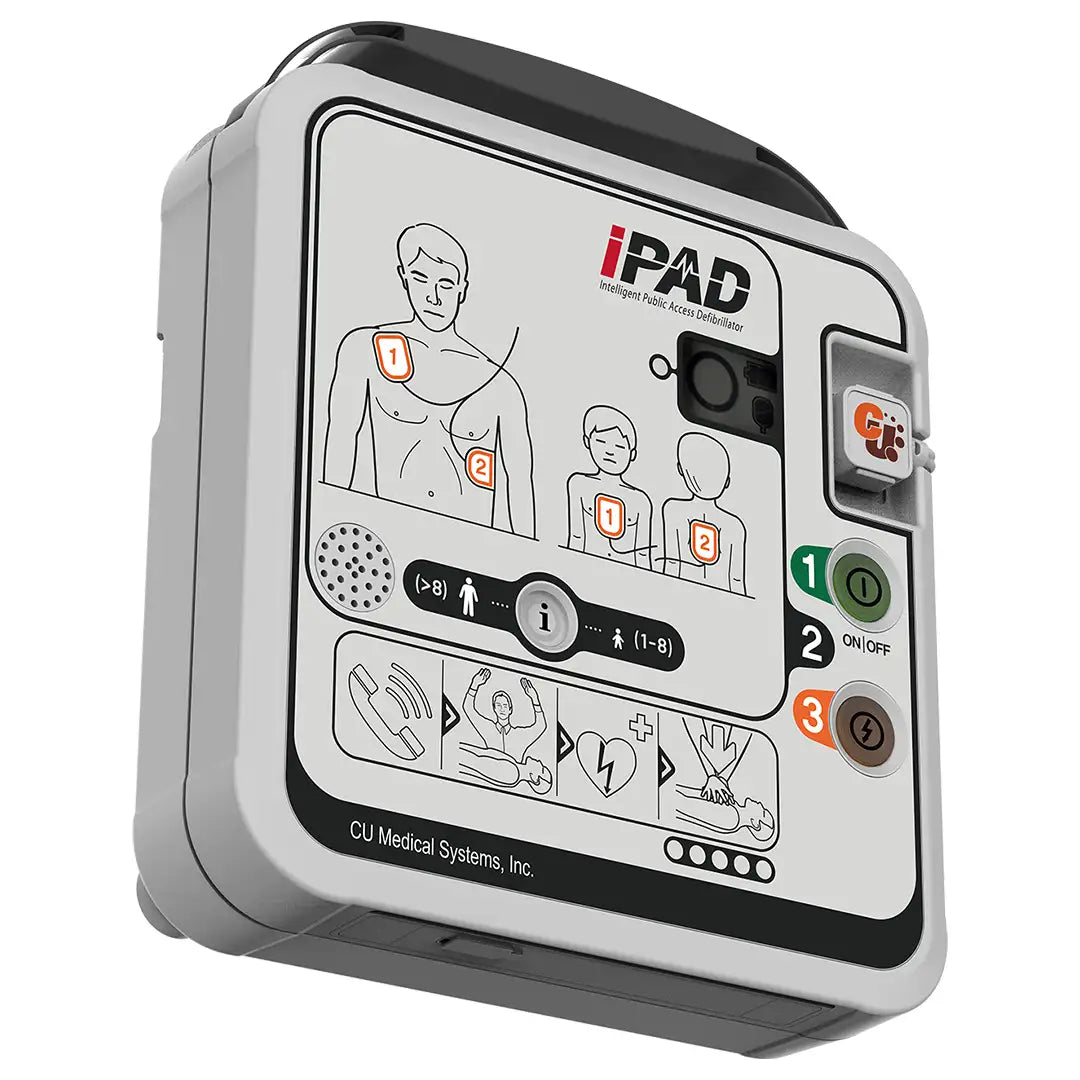 Desfibrilador automático iPAD CU-SPR con construcción de una sola pieza y certificación IP66 de alta resistencia al agua a presión y polvo en entornos exigentes dortomedical