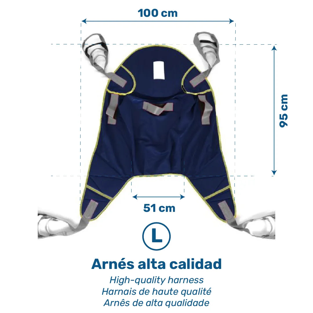 Grúa de transferencia para ancianos con ruedas traseras de 10cm con freno para máxima estabilidad dortomedical