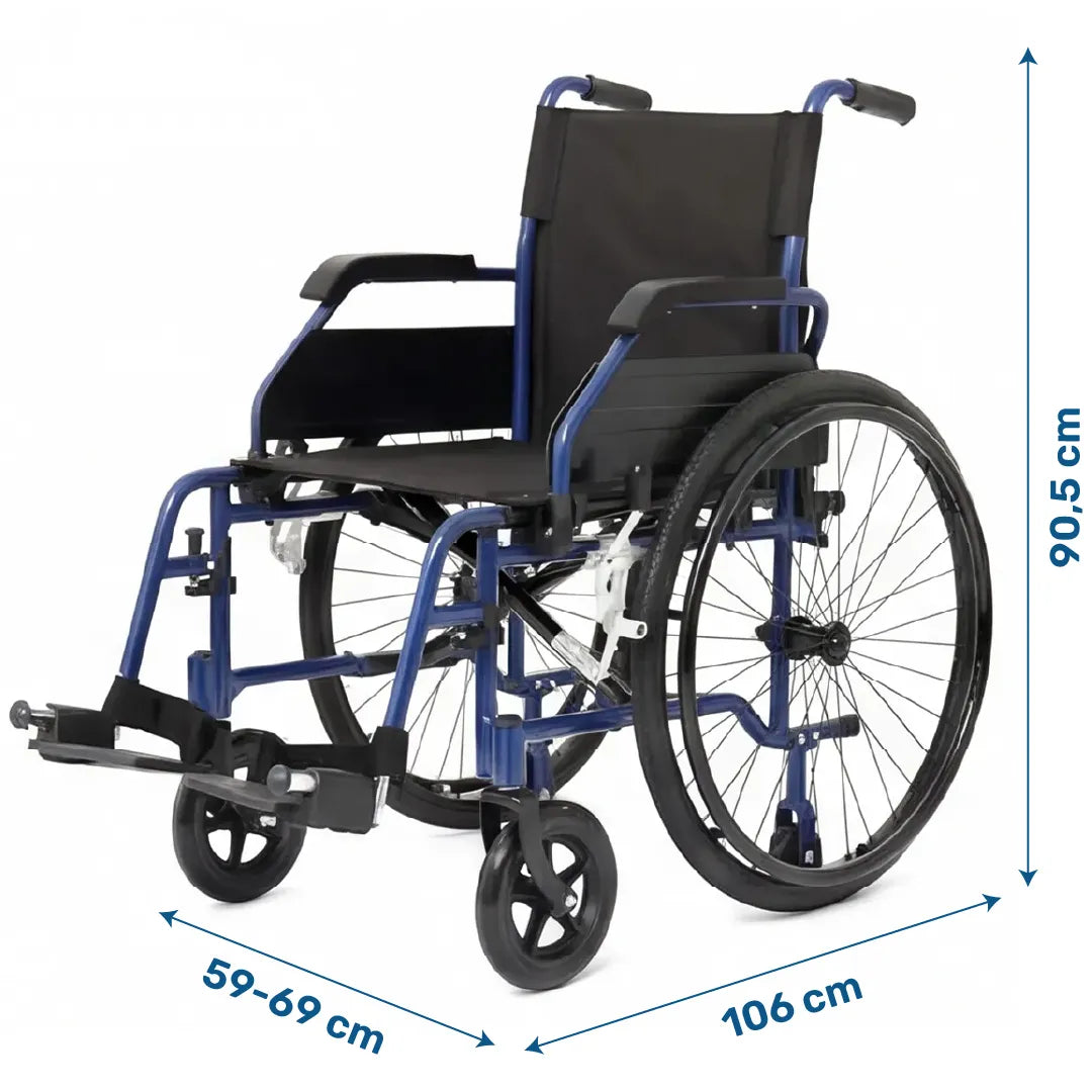 Medidas de la silla de ruedas autoporpulsable con reposabrazos abatibles, ajustables y extraíbles dortomedical