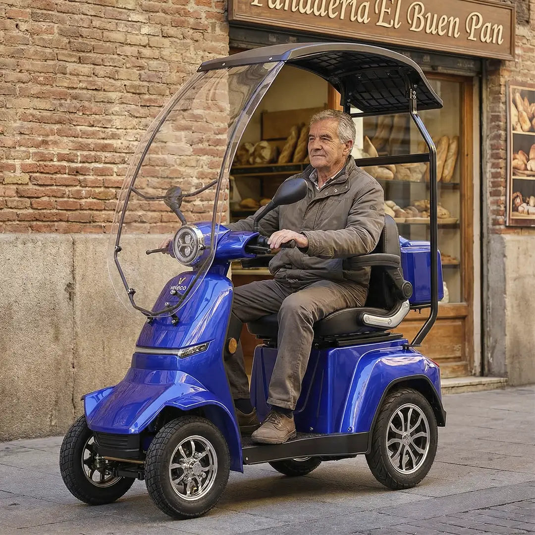 Moto eléctrica de 4 ruedas con gran estabilidad para circular por terrenos con desniveles de Dortomedical