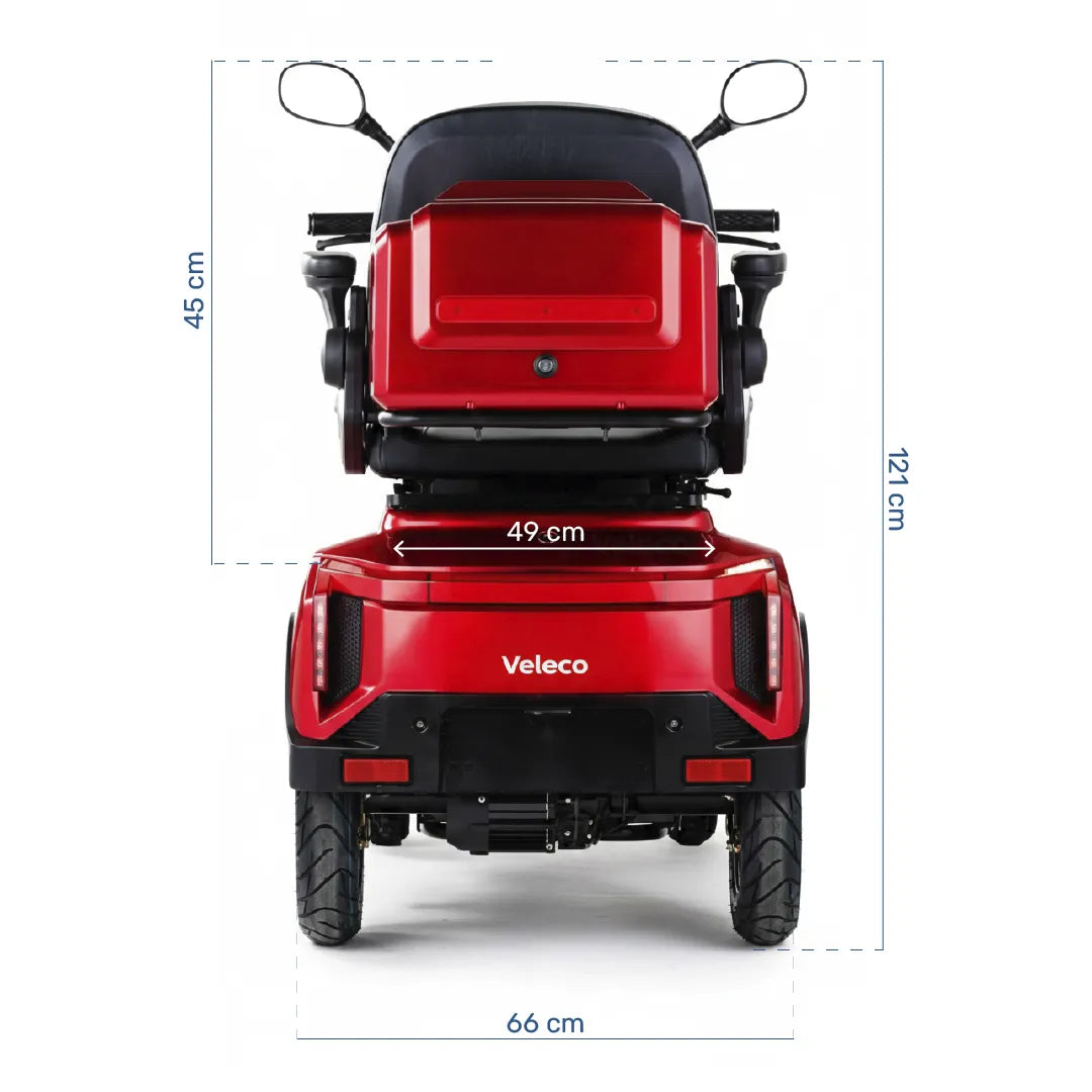 Moto scooter eléctrica de 4 ruedas que ofrece máxima estabilidad en desplazamientos para personas mayores de Dortomedical