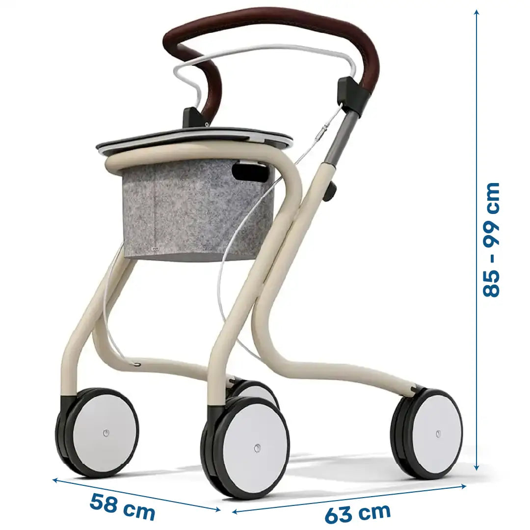Medidas del Rollator de diseño danés elegante que combina estética moderna y funcionalidad avanzada dortomedical