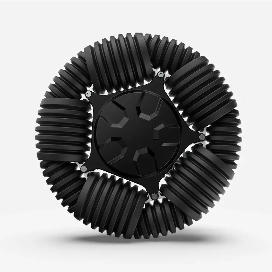 Primer plano de la rueda antipinchazos de la silla eléctrica con batería extraíble robooterx40 dortomedical