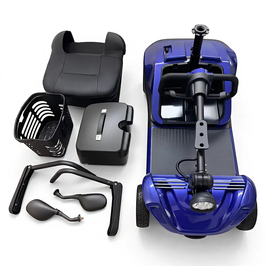 Partes del scooter eléctrico desmntable Rodavia en 6 partes para facilitar su almacenado y transporte dortomedical