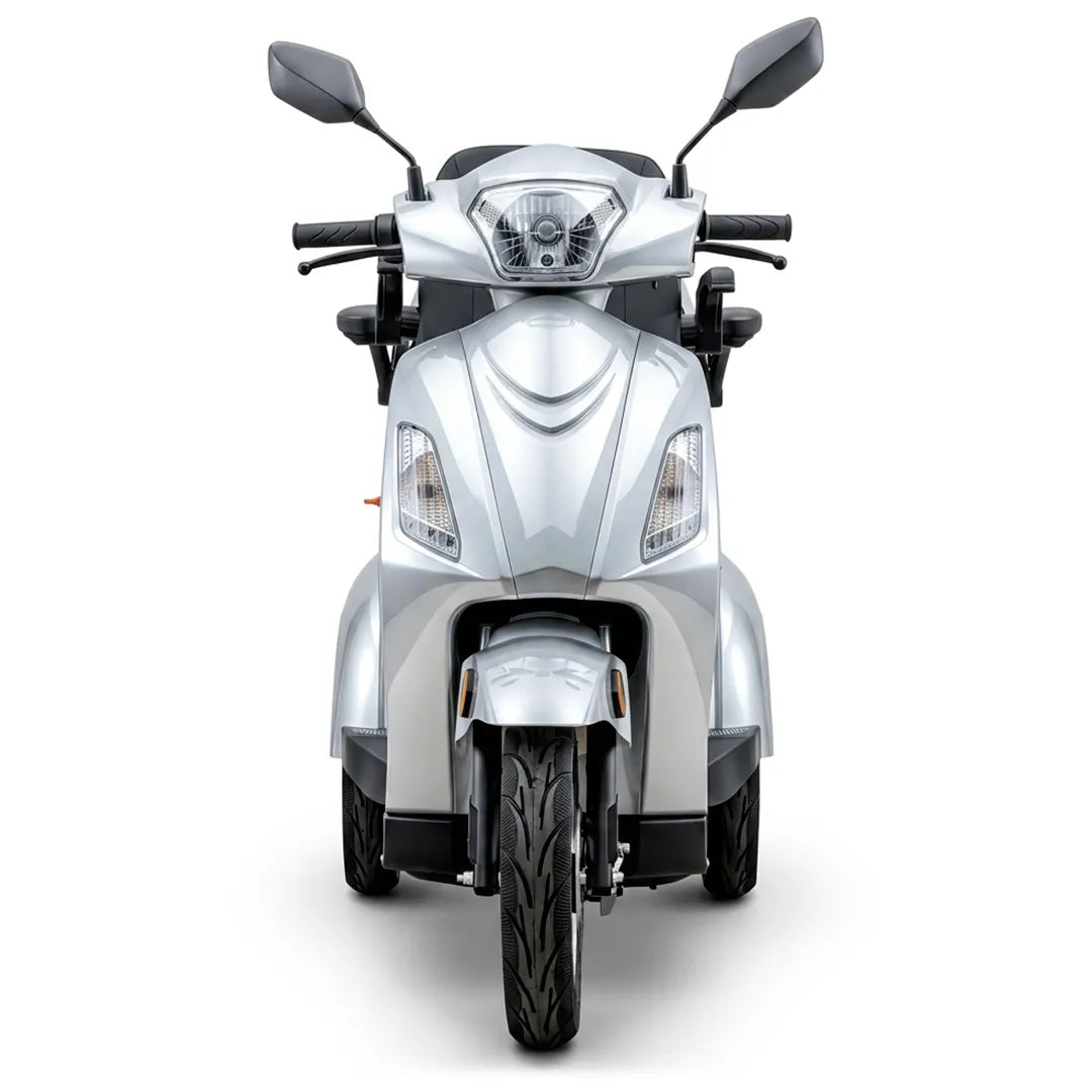 Vista frontal del scooter eléctrico para dos personas FASTER NEO 3 que ofrece hasta 40 km de autonomía dortomedical