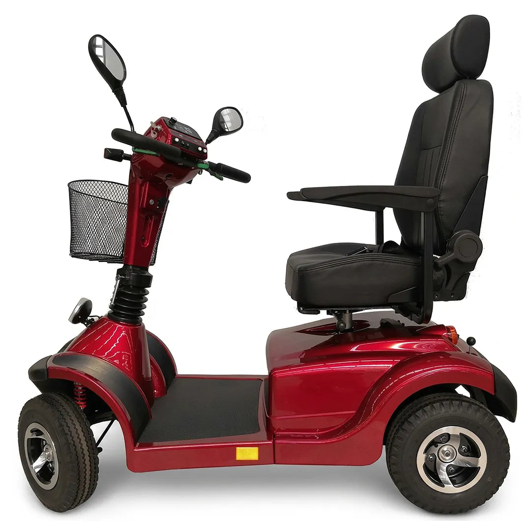 Vista lateral del scooter eléctrico de movilidad con hasta 50 km de autonomía para recorrer largas distancias con comodidad dortomedical
