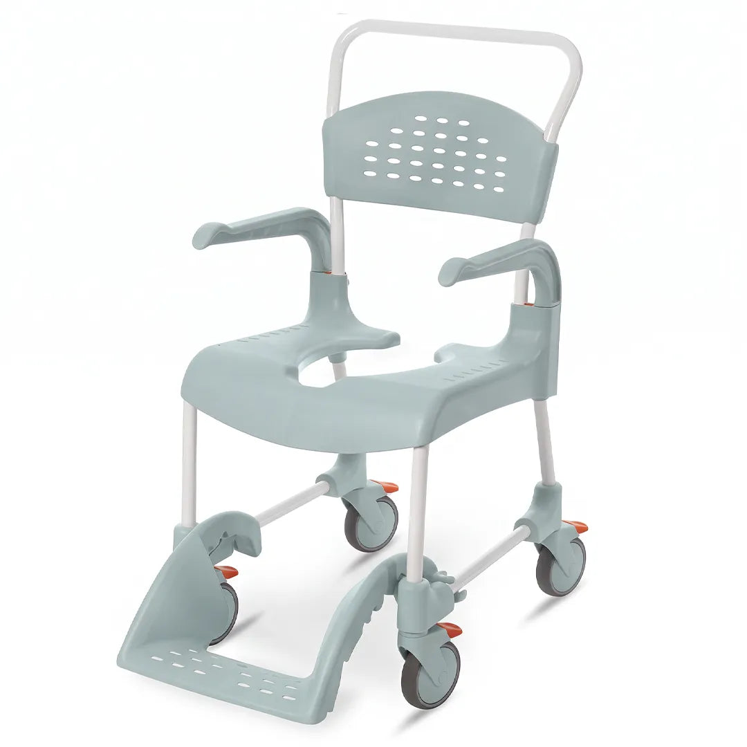 Silla de ducha y WC Etac CLEAN con reposabrazos abatibles para facilitar las transferencias dortomedical