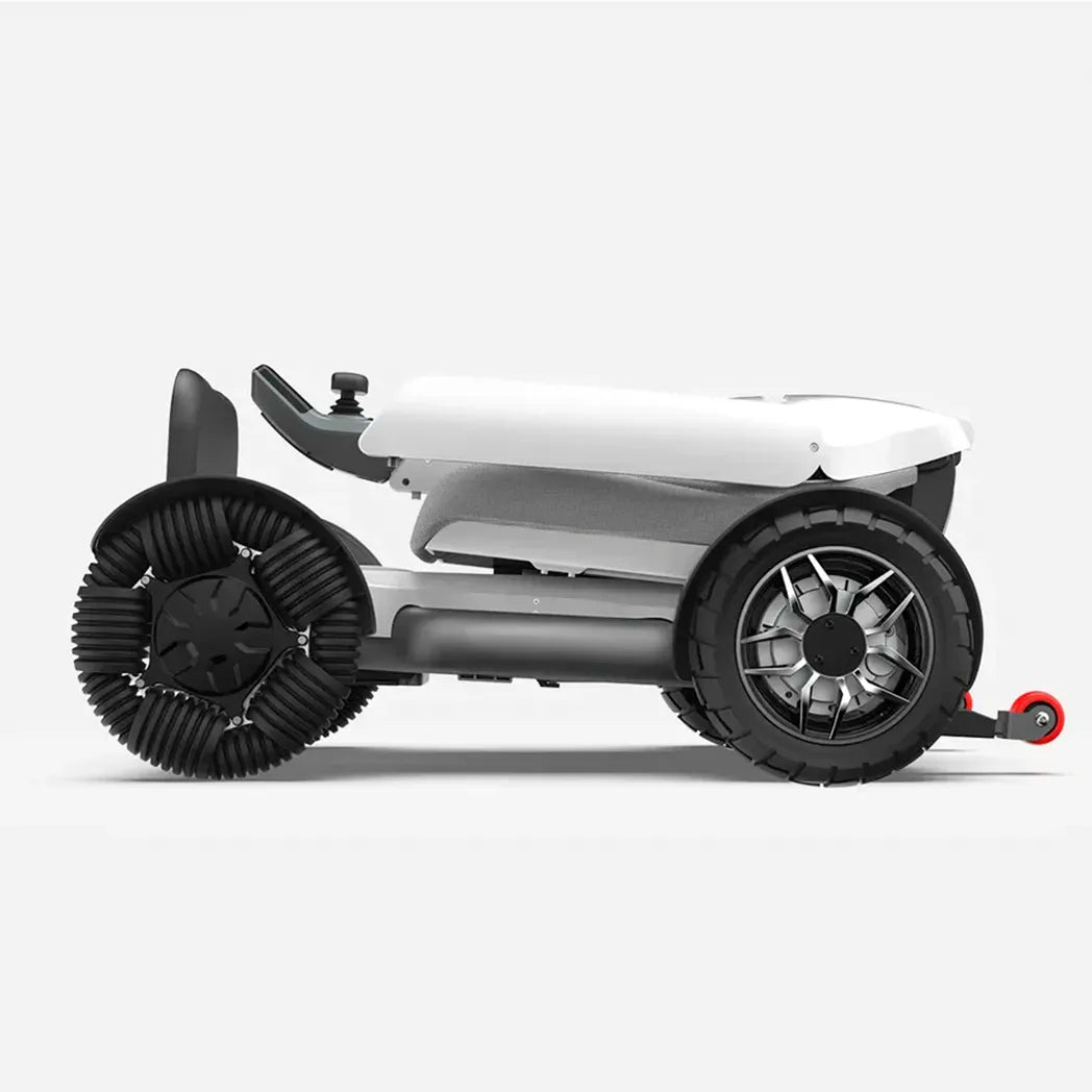 Vista plegada de la silla eléctrica robooter x40 segura perfecta para viajar dortomedical