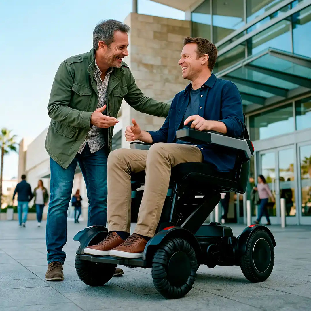 Silla eléctrica con ruedas mecanum que permiten un giro de 360º sobre su eje dortomedical