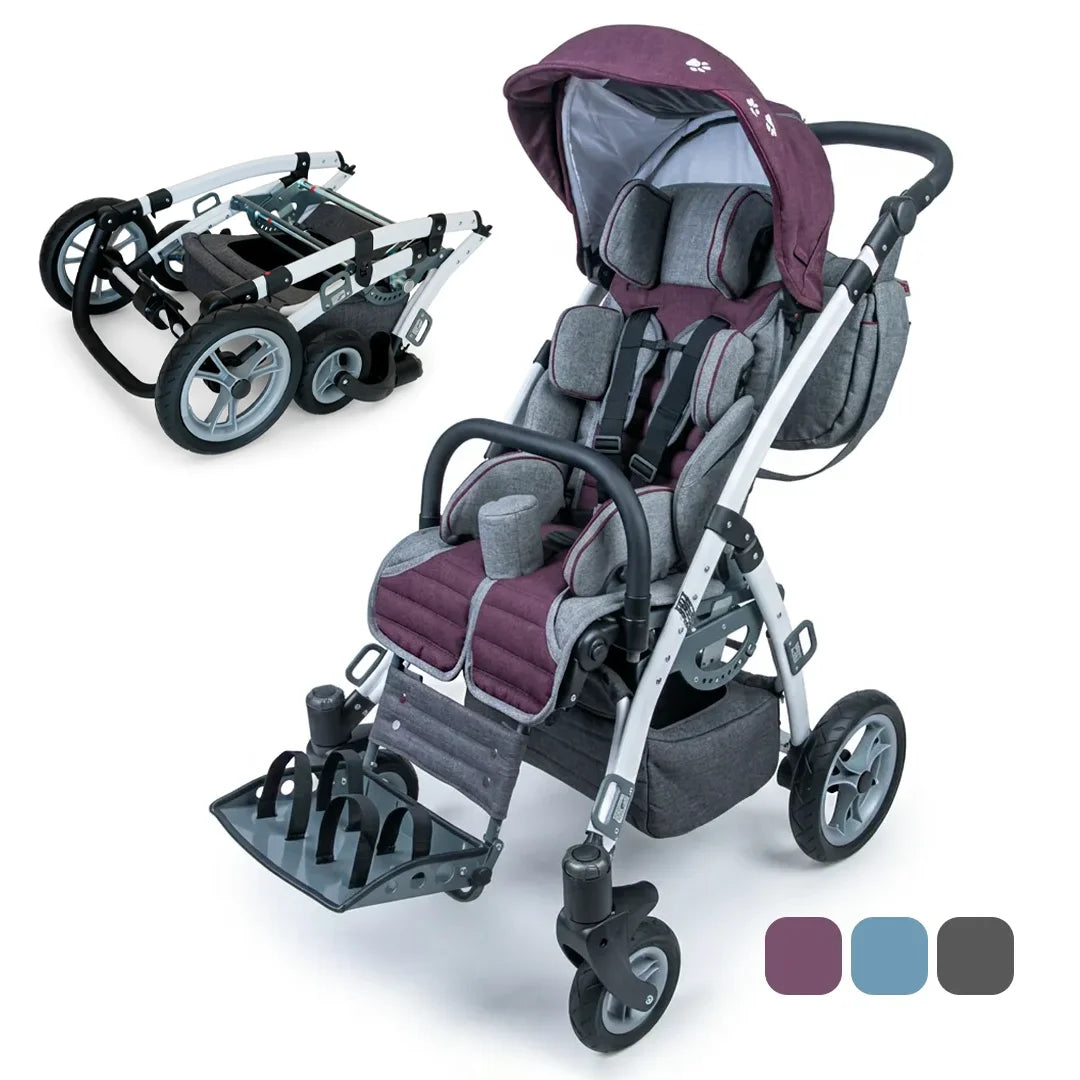 Silla ortopédica infantil testada para uso en vehículos adaptados Grizzly segura dortomedical