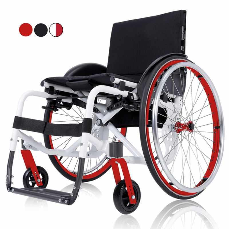 Silla de ruedas activa ultra ligera de aluminio de 12.4 kg con estructura antióxido y sistema de cruceta única para máxima maniobrabilidad dortomedical