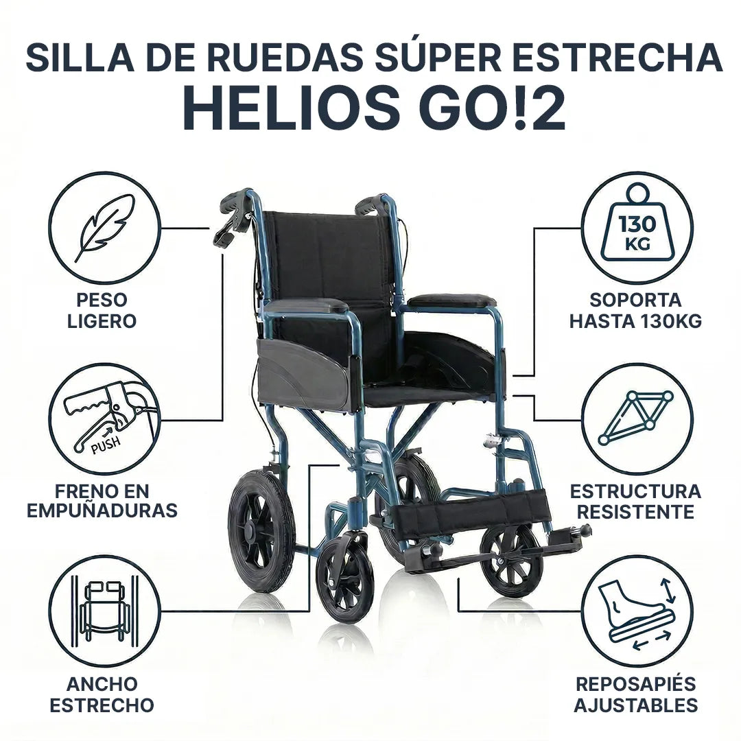 Puntos importantes de la Silla de ruedas de aluminio plegable de peso reducido ideal para guardar en el maletero del coche de Dortomedical.