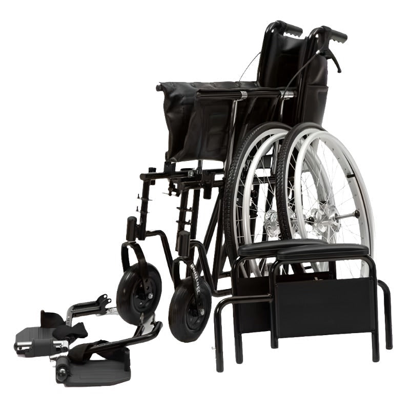 Modelo bariátrico plegable para un transporte práctico; cuenta reposabrazos desmontables para reducir mas aún su volumen dortomedical
