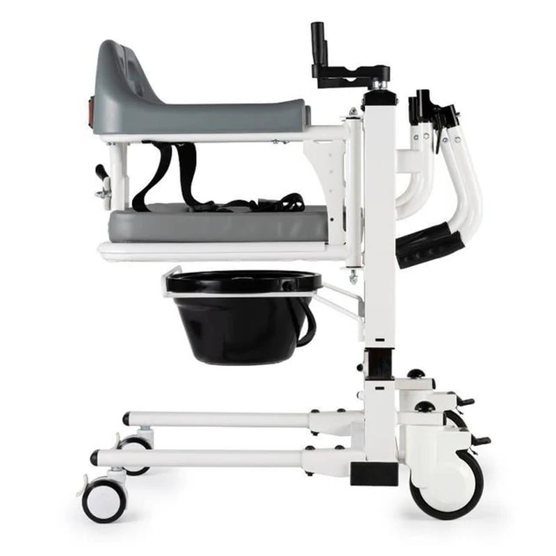 Silla Easy Move configurada con cubeta inodoro extraíble y regulación de altura para facilitar las rutinas de aseo diarias dortomedical
