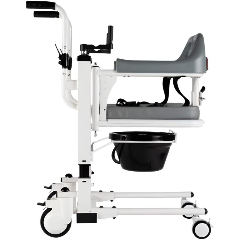 Vista lateral de la silla de transferencia Easy Move para traslado seguro de personas con movilidad reducida en el hogar con apertura de 180 grados dorotmedical
