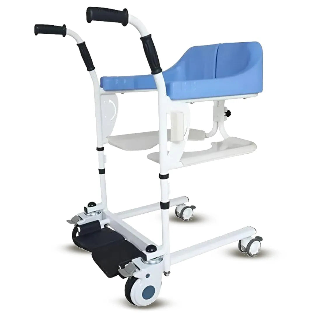 Silla de traslado Moovy con asiento de apertura frontal 360 grados para mejorar la autonomía del usuario dortomedical