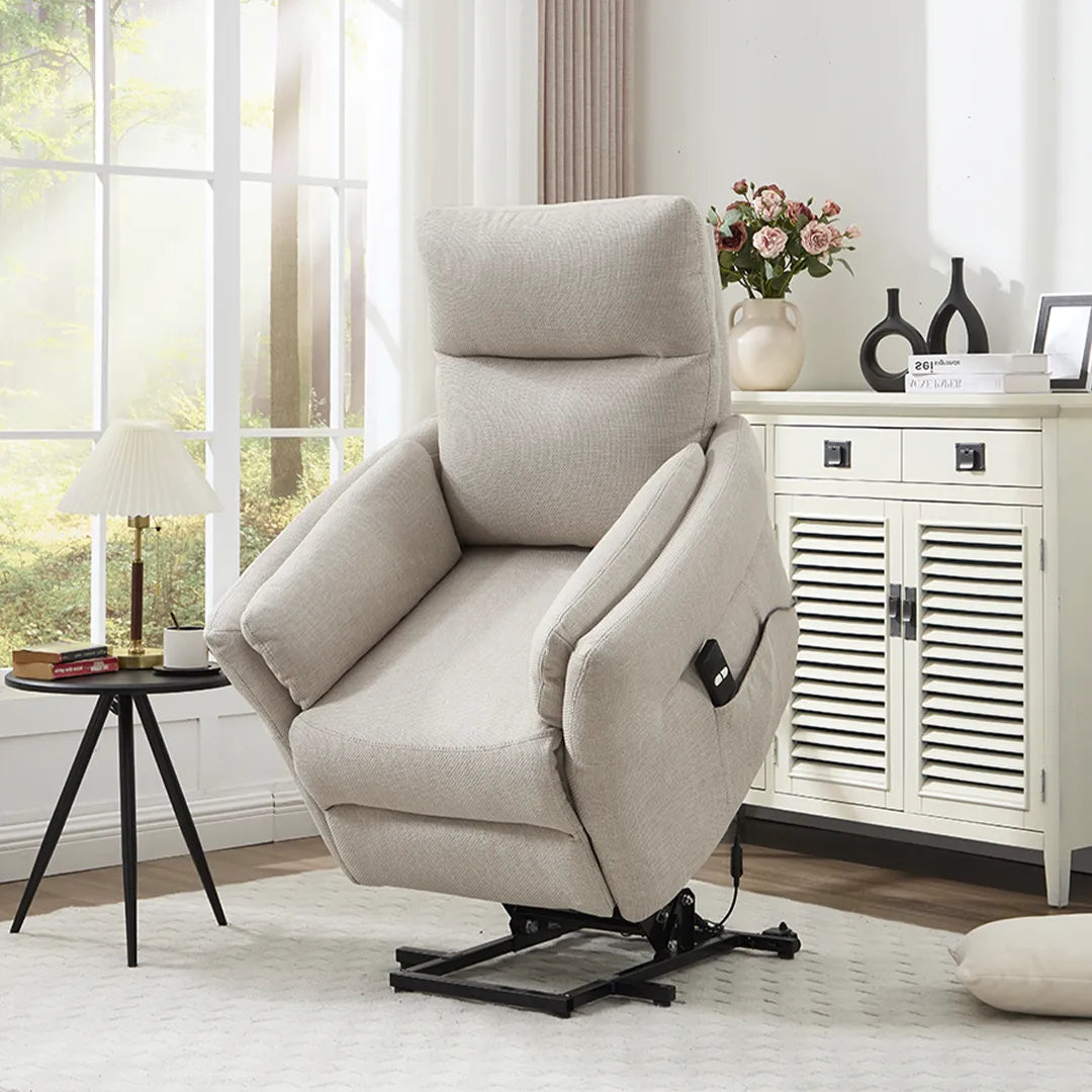 Sillón elevador eléctrico con acolchado extra y diseño elegante para un confort total de Dortomedical.