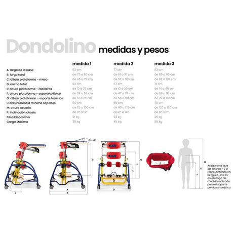 Bipedestador Infantil para Rehabilitación y Uso Diario DONDOLINO