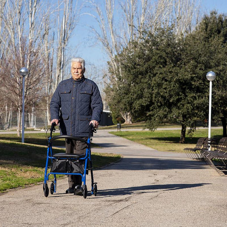 Andador Plegable de 4 Ruedas con Asiento y Cesta