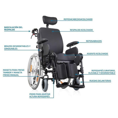 Silla de Ruedas Reclinable con Reposapiés Elevables Balance 11