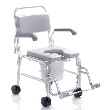 Silla de Ducha y WC Acolchada con Ruedas Aluminio Anodizado Gran Calidad