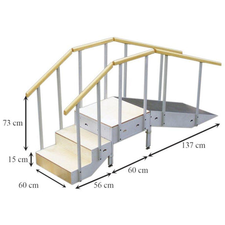 Escalera con Rampa 3, 4 y 5 Escalones y Pasamanos Fijo o Regulable