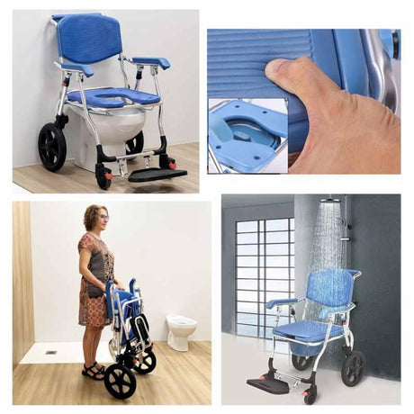 Silla Ducha PLEGABLE con Wc Incorporado y Ruedas ADAS