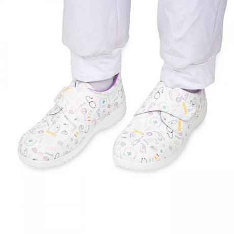 Zapato Sanitario con Velcro y Estampado Piel Vegana