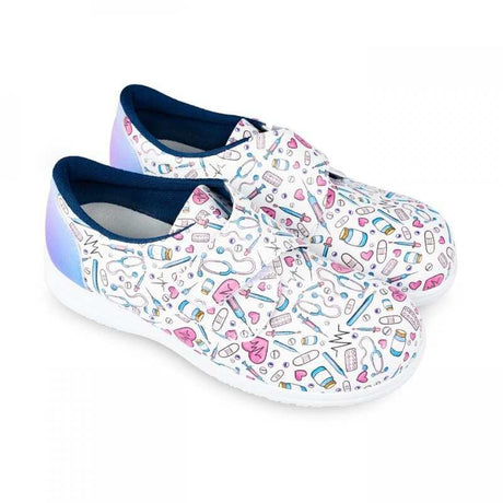 Zapato Sanitario con Velcro y Estampado Piel Vegana