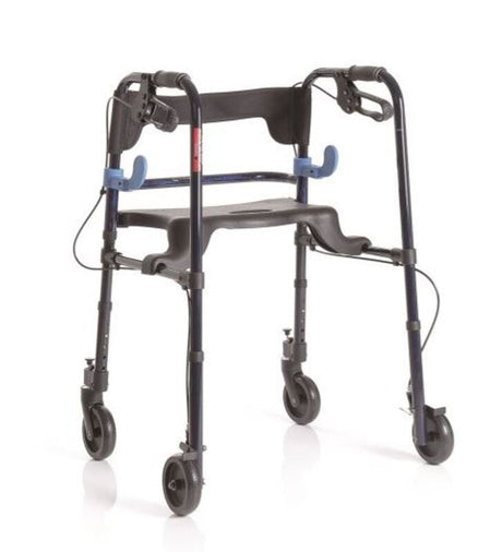 Andador de Aluminio Plegable con Asiento y 4 Ruedas con Frenos
