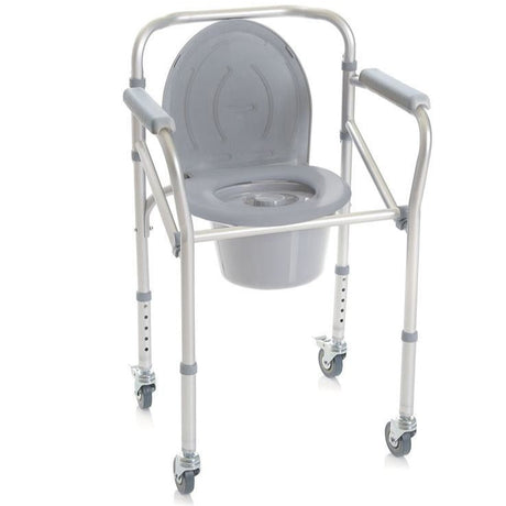 Silla WC con Ruedas y Plegable 4 Funciones en 1 Resistente 130 kg