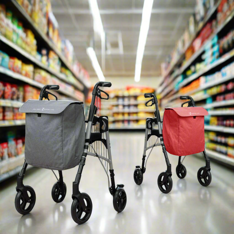 Andador con Asiento Regulable en Altura Acolchado + Bolsa de la Compra XL