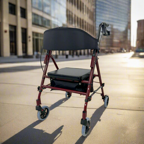Andador Asiento Plegable Burdeos