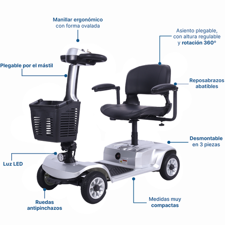 Mobility Scooter Electrico Plata Comodo