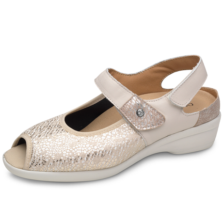 Sandalias Velcro Mujer Beige