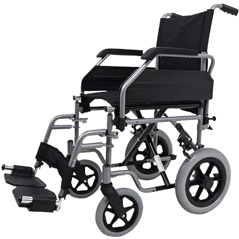 Lateral inclinado de la silla ruedas plegable con reposabrazos abatibles que facilita las transferencias dortomedical