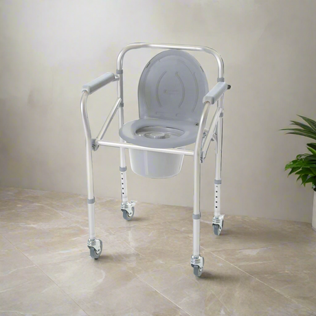 Silla WC Ducha RUEDAS Plegable 4 Resistente