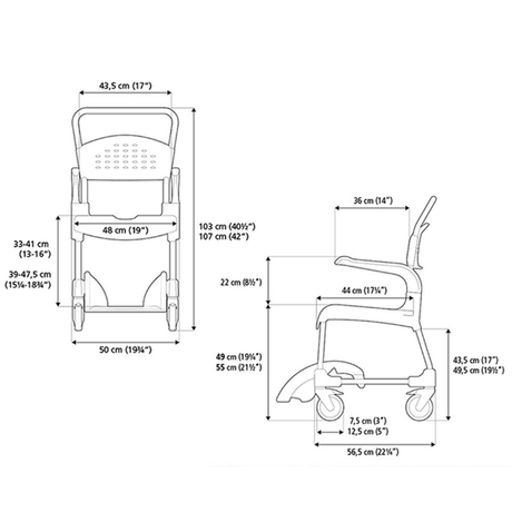 Silla de Ducha y WC con Ruedas Clean ETAC