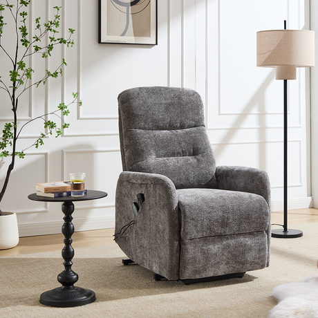 Sillon Relax Masaje Chenilla Gris