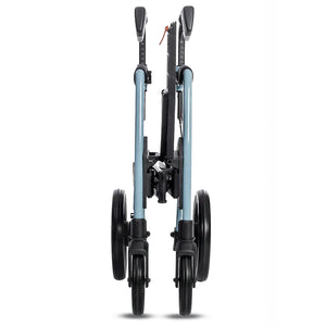 Vista plegada del andador para adultos transformado en silla de acompañante para mayor autonomía y descanso dortomedical