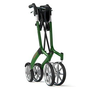 Vista del andador plegable compacto para ahorro de espacio al almacenar dortomedical